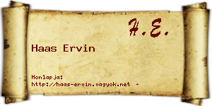 Haas Ervin névjegykártya